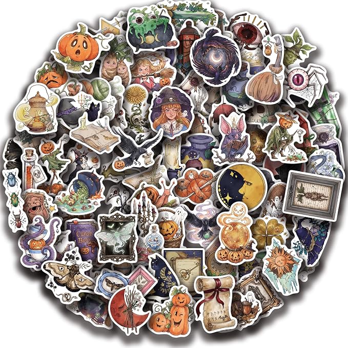 100 Pcs Halloween Vintage Stickers Bulk Halloween Witchy Decor Stickers - skull sticker