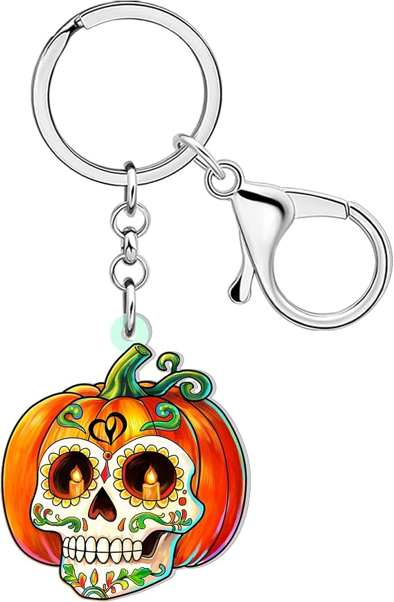 Halloween Spooky Pumpkin Skull Keychain for Women - skull backpack