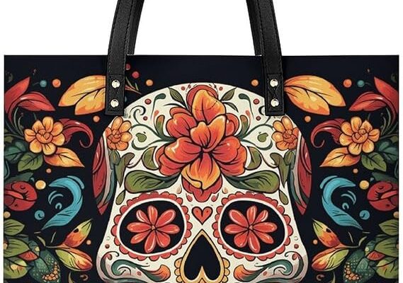 Colorful Sugar Skull Fashion Handbag Large Tote Bag