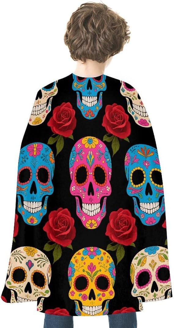Sugar Skulls Halloween Cloak Cosplay Costumes for Adults - sugar skull dress