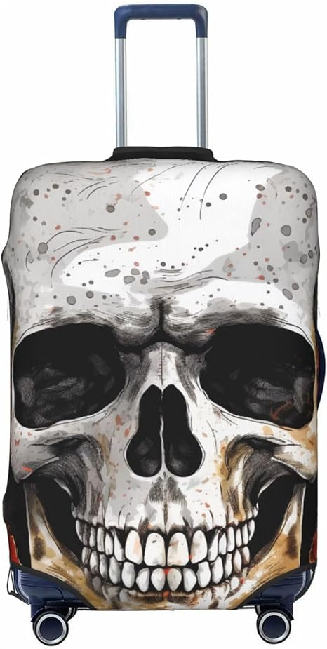 Halloween Skull Luggage Cover Protector Fit 22-24 Inch - skull suitcase