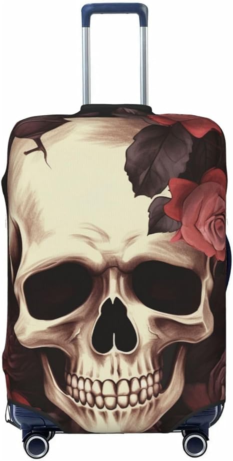 Rose Skull Luggage Cover Protector Fit 22-24 Inch - skull suitcase