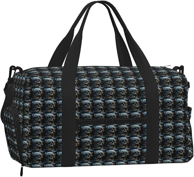 Horror Ghost Skull Print Handheld Sports Luggage Unisex Crossbody Bag Travel Weekend Fitness Workout - skull suitcase