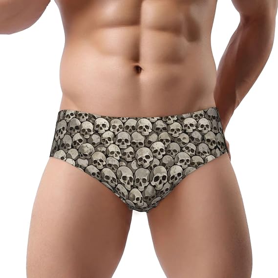 Men's Skeletons Skull Underwear Briefs Comfort Stretch Briefs - skull swimsuit