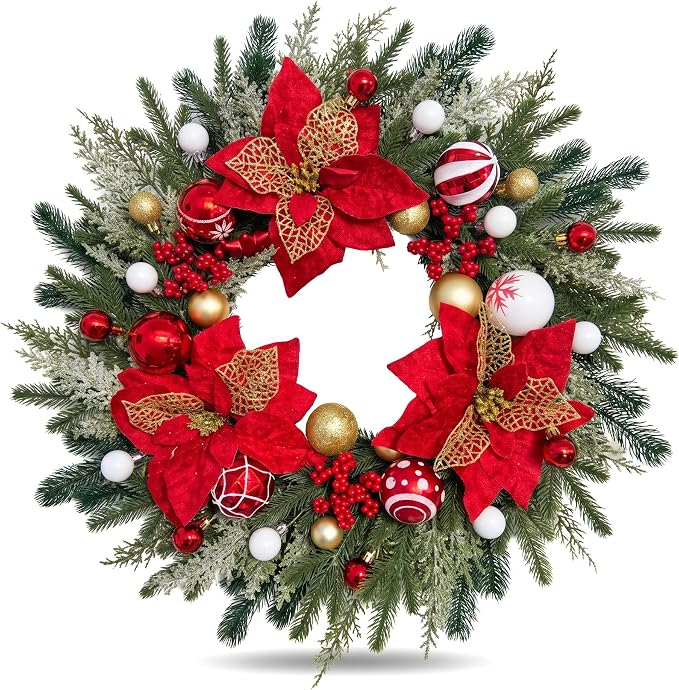24" Christmas Wreaths for Front Door 24 Inch Outdoor Holiday Wreath - skull wreath