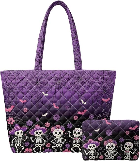 2026 Tote Bag for Women Large Lightweight Shoulder Bag - skull suitcase