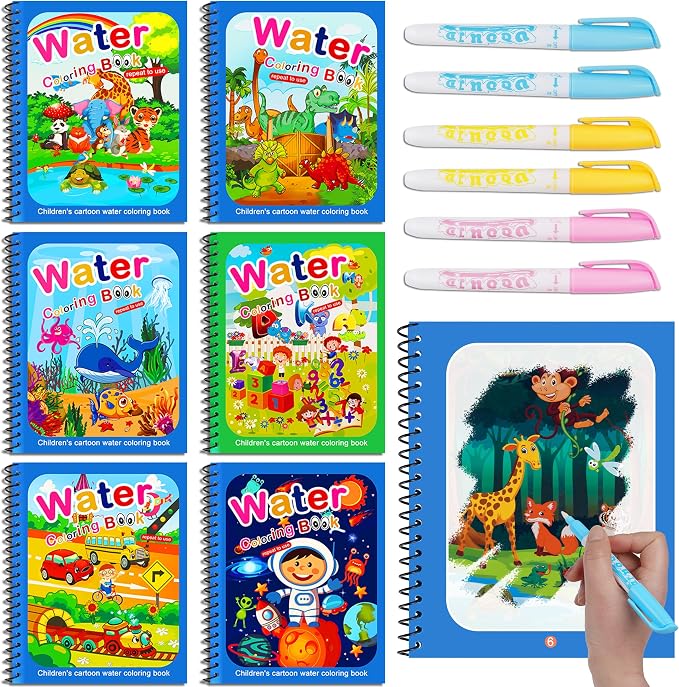 Water Coloring Books for Toddlers, 6 Reusable, Christmas Birthday Gifts - skull painting