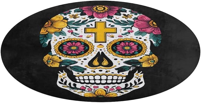 Mexican Sugar Skull Funny Round Door Mats Shower Rug 80 * 80cm - skull carpet