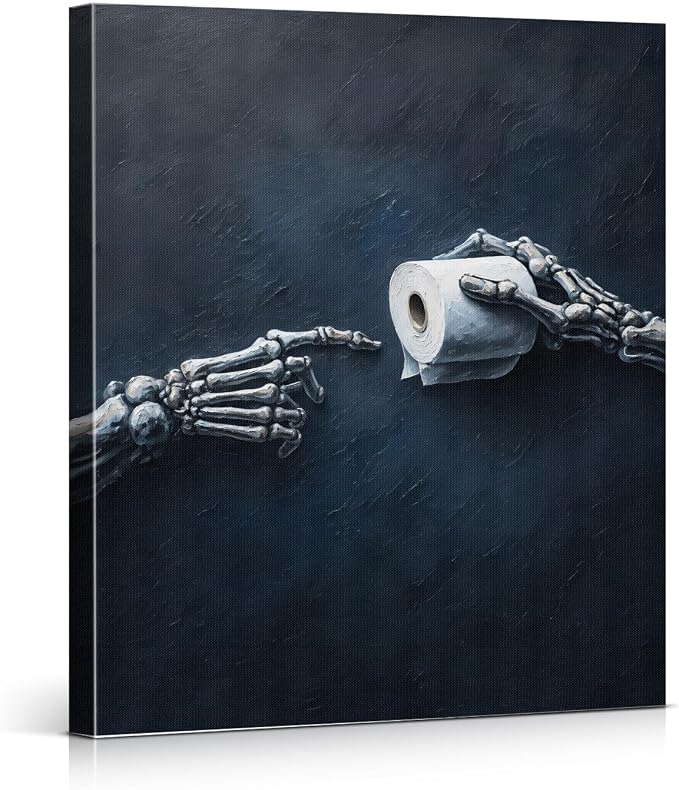 ZJLSCYP Halloween Bathroom Wall Art Skeleton Toilet Paper Picture Decor