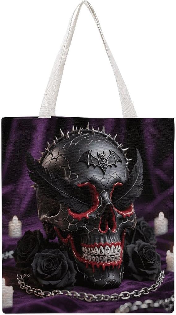 Sugar Skulls Canvas Tote Bag for Shopping Travel Work - sugar skull handbags for sale