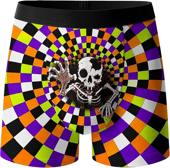 Funny Boxer Briefs Novelty Underwear for Man Moisture Wicking Boxers - skull swimsuit