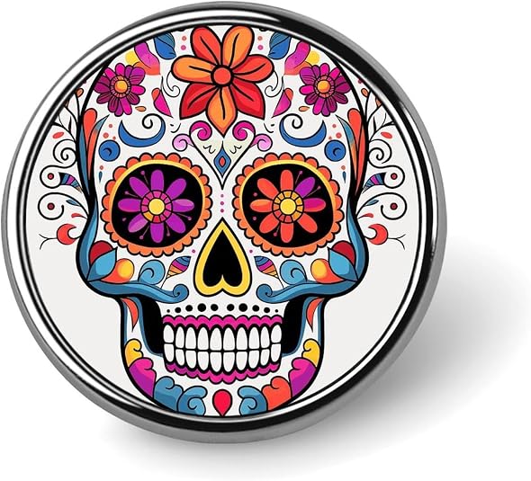 Round Lapel Pin Decorative Brooch Pins, Sugar Skull - skull backpack