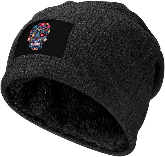 Sugar Skull Fleece Beanie for Men Women - sugar skull costume