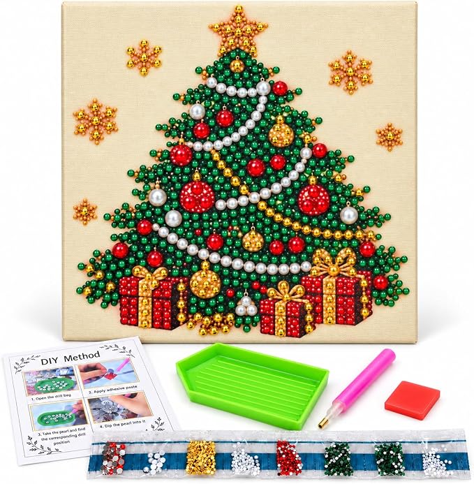 Christmas Tree Pearl Diamond Painting Kit for Adults, DIY Home Decor Gifts - skull painting