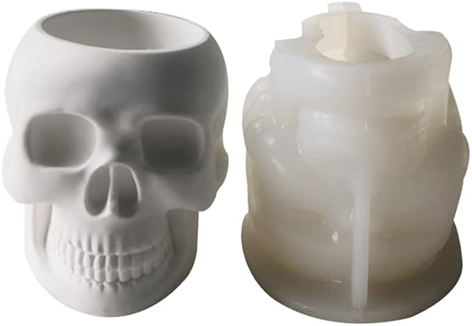Epoxy Skull Flower Pot Silicone Mold, Cement Resin Vase - skull ashtray