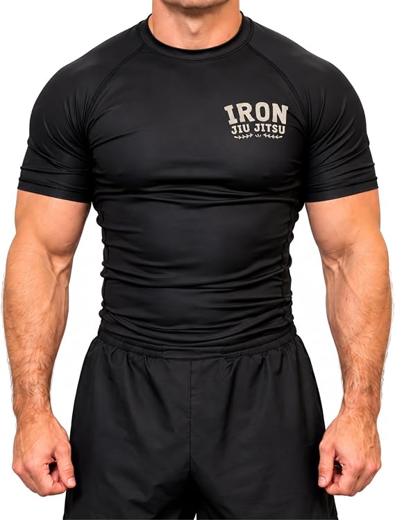 Wild Skull BJJ Rash Guard for Men, Short Sleeve No Gi - skull tshirt