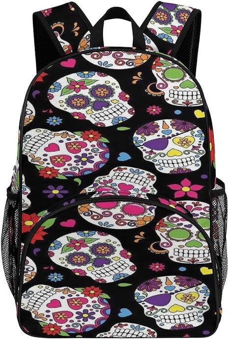 Colorful Vintage Sugar Skull Oxford Fabric Laptop Backpack - skull backpack