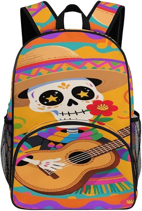 Sugar Skull Oxford Fabric Laptop Backpack - skull backpack