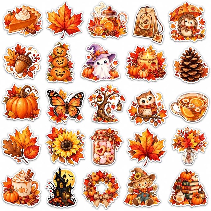 25PCS Halloween Stickers, Cute Ghost Witch Pumpkin Spooky Sticker Pack - skull sticker