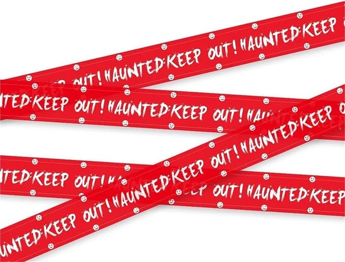 3PCS Halloween Skull Warning Tape Prop Head Window Decoration Sign(3PCS Red 9M) - skull sticker