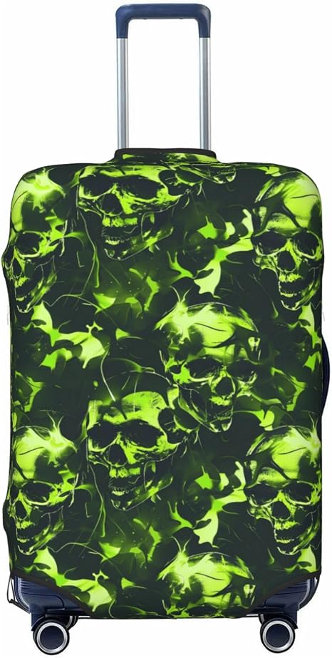 Travel Suitcase Cover Luggage Cover,Fits 18"-32",Green Camouflage Skull (2) - skull suitcase