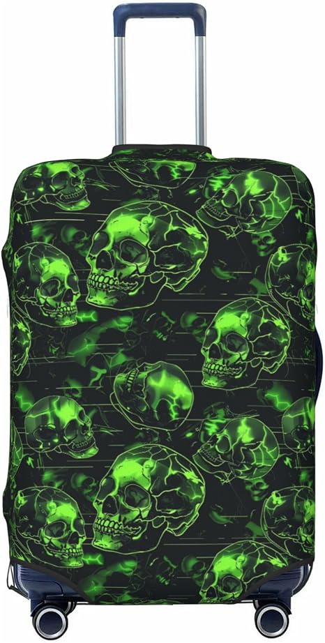 Travel Suitcase Cover Luggage Cover,Fits 18"-32",Green Camouflage Skull (3) - skull suitcase
