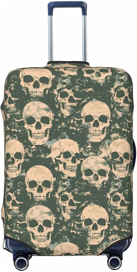 Travel Suitcase Cover Luggage Cover,Fits 18″-32″,Green Camouflage Skull (6)