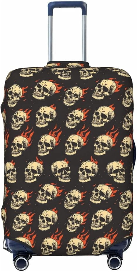 Travel Suitcase Cover Luggage Cover,Fits 18"-32",Skull Flame (2) - skull suitcase