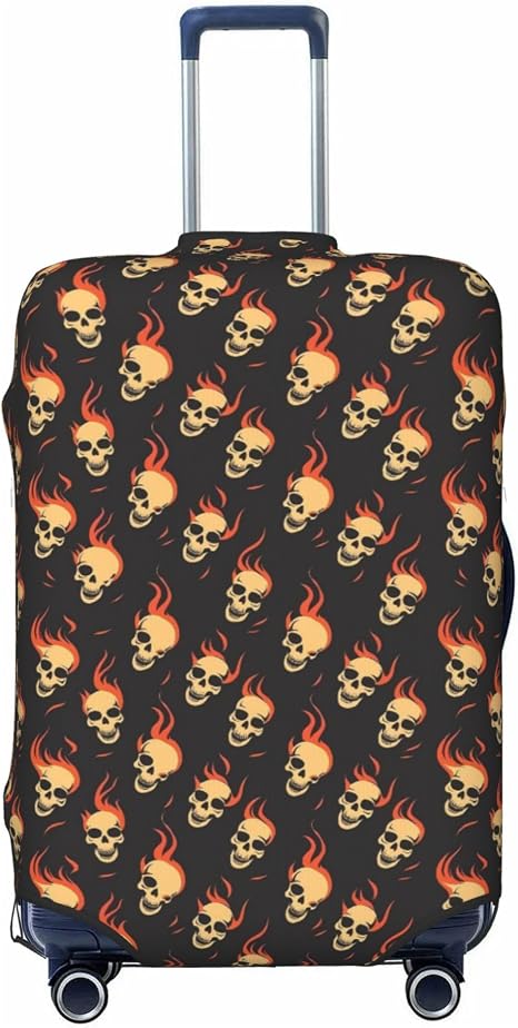 Travel Suitcase Cover Luggage Cover,Fits 18"-32",Skull Flame (3) - skull suitcase
