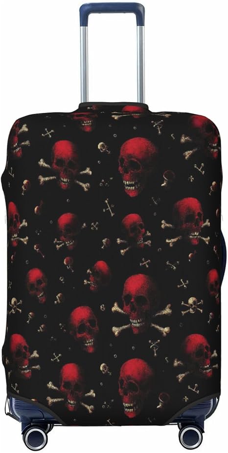 Travel Suitcase Cover Luggage Cover,Fits 18"-32",Pirate Skulls - skull suitcase