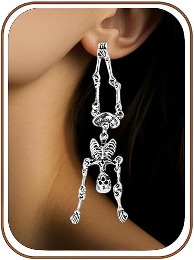 Punk Skull Skeleton Halloween Earrings for Women - skull tshirt