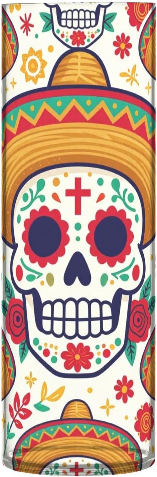 Mexican Sugar Skull Plastic Flower Vase - skull candle