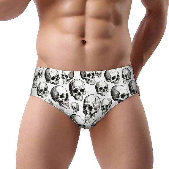 Men's Skull Seamless Underwear Briefs Comfort Stretch Briefs - skull swimsuit