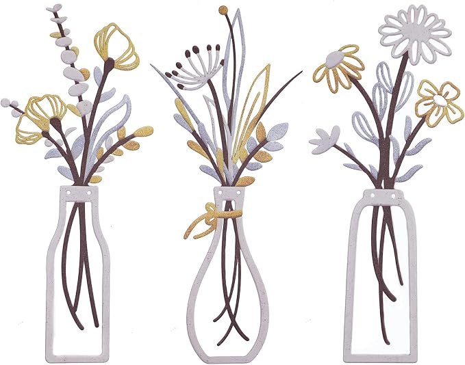 3 Pieces Metal Flowers Wall Art Rustic Decor Minimalist Floral Wall Decor - skull wall art