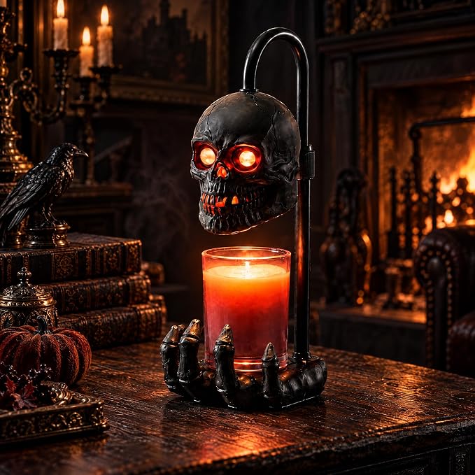 Skull Candle Warmer Lamp, Adjustable Gothic Halloween - skull lamp