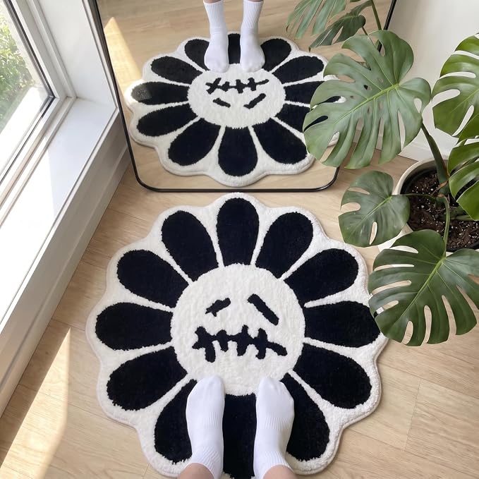 Trippy Happy Face Rug Cool Rugs Graphic Design Tufted Bathroom Rugs - skull carpet