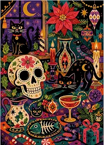 Puzzles for Adults 1000 Pieces – Christmas Cats Sugar Skull Jigsaw Puzzles