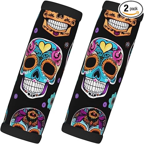 Sugar Skull Print Comfort Neoprene Handle Wraps/Grip/Identifier for Travel Bag Luggage Suitcase Baby Carriage - skull suitcase