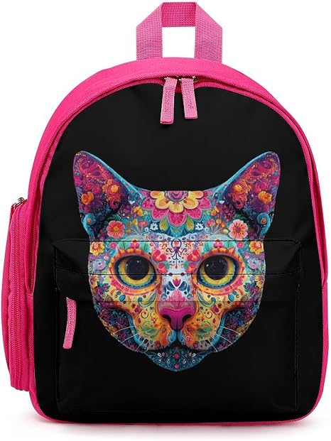 Sugar Skull Cat Face Mini Backpack Lightweight Shoulder Bag Pink-style - sugar skull handbags for sale