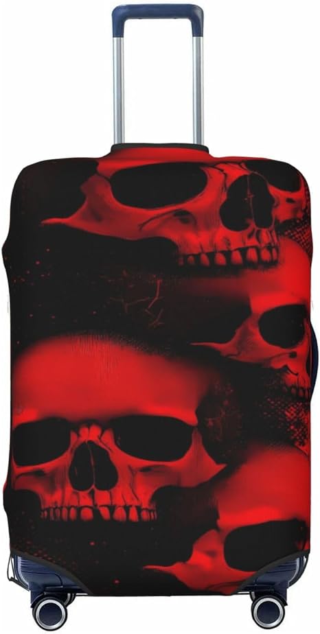 Elastic Luggage Cover For Suitcase 18-32 Inch-Red And Black Abstract Skull - skull suitcase