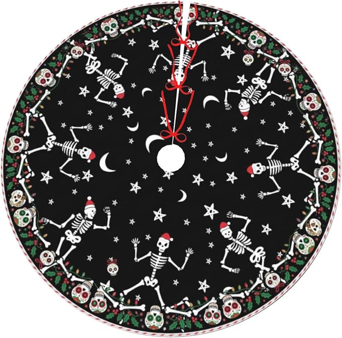 Sheleton 36 Inch Christmas Tree Skirt Party Decor Carpet Mat - skull carpet