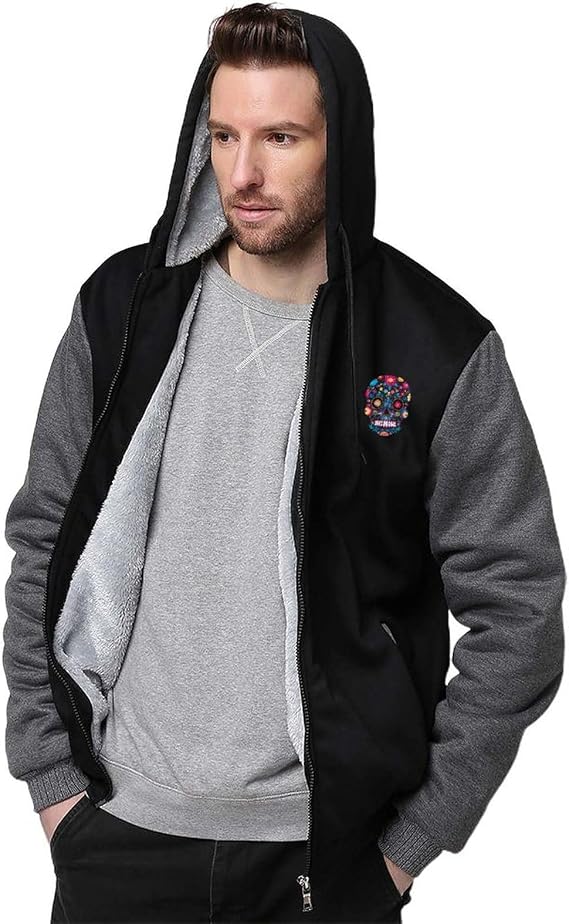 Sugar Skull Men's Fleece Sweatshirt Coat 5XL - sugar skull costume