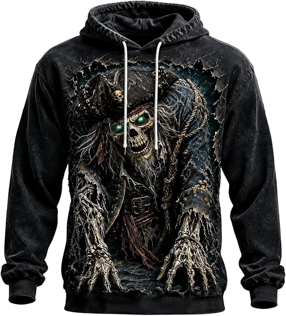 Horror Graphic Halloween Hoodies for Men Lightweight Spooky Dark Sweatshirt - skull hoodie