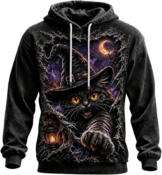 Horror Graphic Halloween Hoodies for Men Lightweight Spooky Dark Sweatshirt - skull sweatshirts