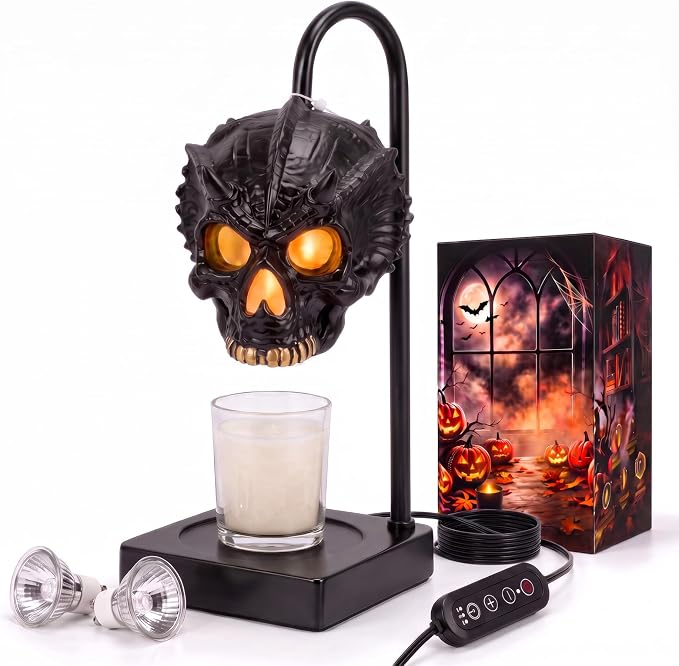 Skull Candle Warmer Lamp Gothic Halloween Table Lamp with Timer - skull lamp