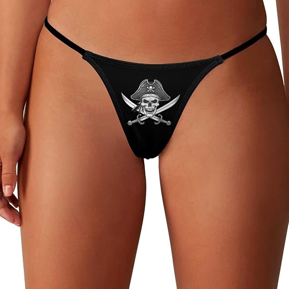 Skull Pirate1 Sexy G String Thongs for Women No Show X-Large - skull swimsuit