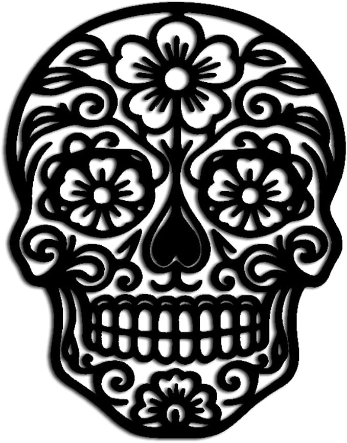 Sugar Skull Floral Metal Wall Art Decorative Wall Sculpture - skull wall art