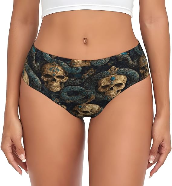 Women'S Soft Stretch Brief Underwear-Skulls Snakes - skull swimsuit