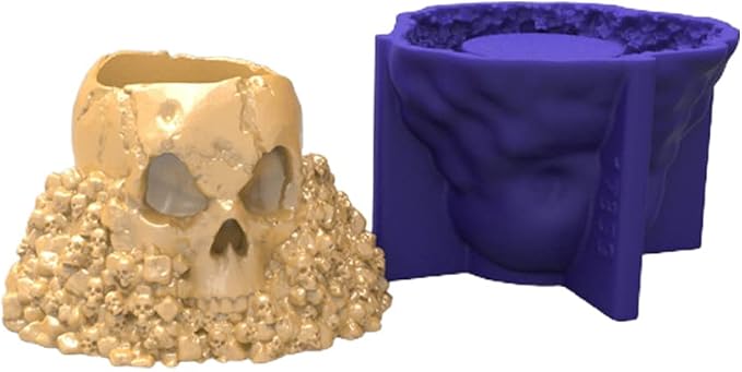 3D Skull Shape Flower Pot Silicone Mold Home Decors - skull ashtray