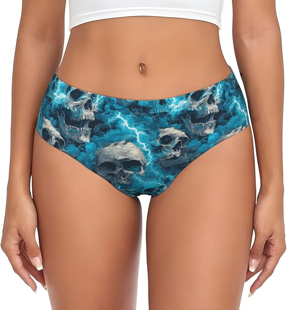 Women'S Soft Stretch Brief Underwear-Skulls Lightning - skull swimsuit